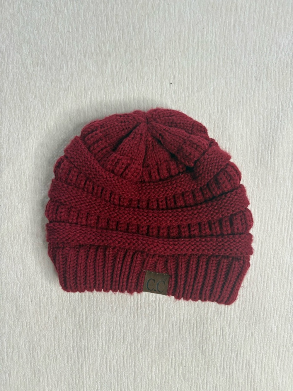 C.C Knit Beanie in Burgundy Red